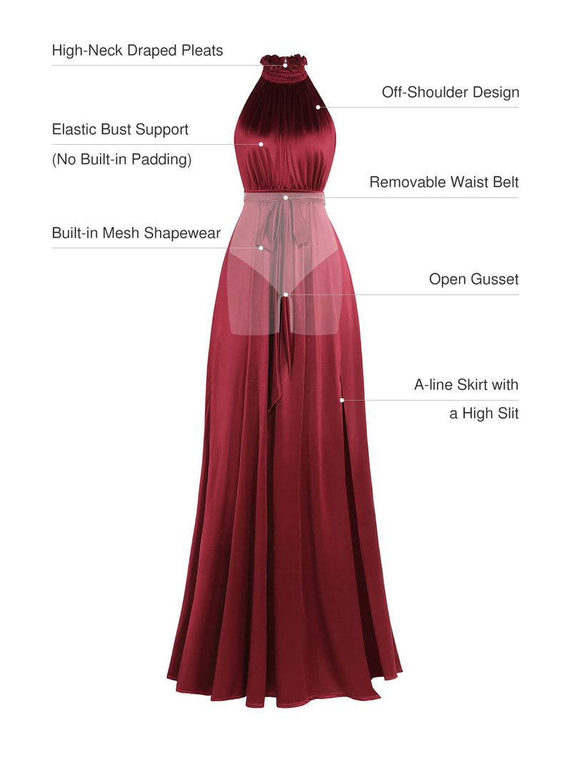 Draped High Neck Sculpting Floral-Print Maxi Dress