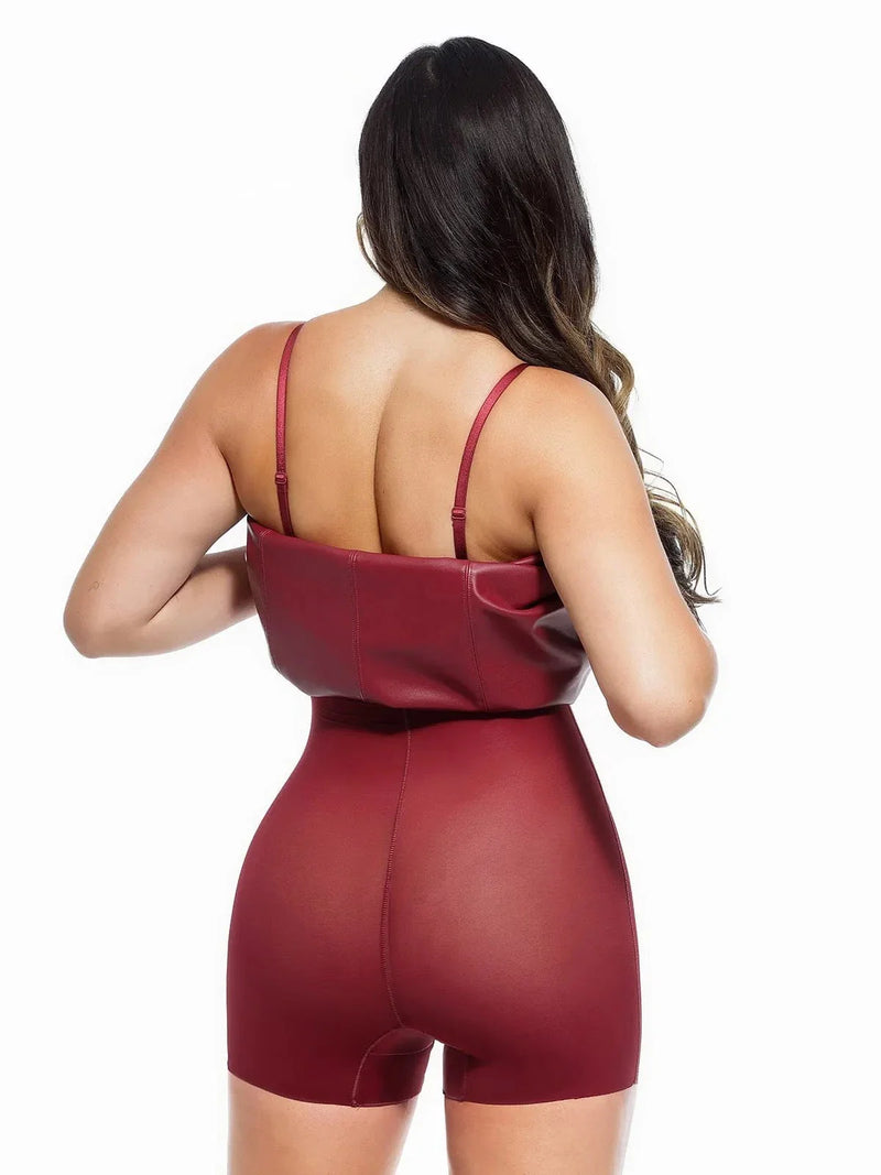 Dual-Wear Sculpting Faux Leather Dress