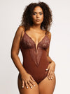 Lace Deep-V(Run Small) / Brown / S