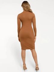 Redtag Thermal Shapewear Long Sleeve Mock Neck Midi Dress