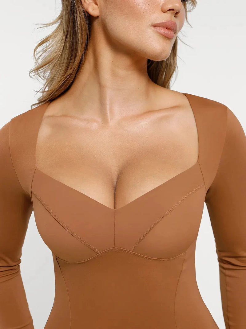 Redtag Thermal Shapewear Long Sleeve Sweetheart Mini Dress