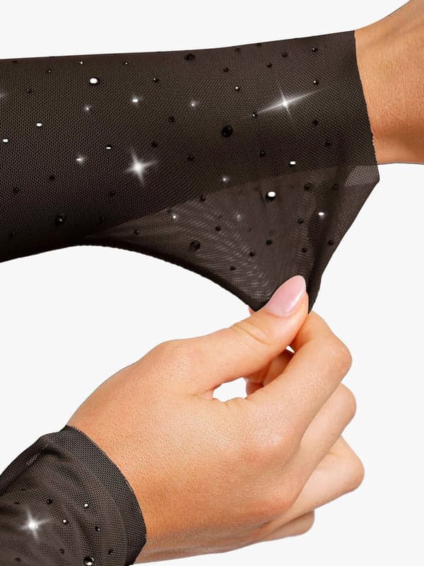 Sequin Cowl Neck Chain Detail Sculpting Bodysuit