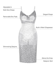 Sequin Cowl Neck Sculpting Mini Dress