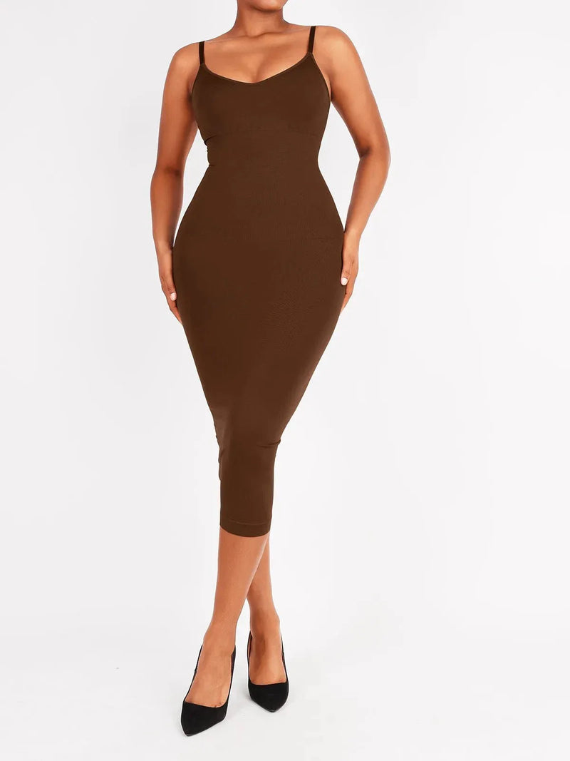 Shaper Eco-Friendly Spaghetti Strap V-Neck Seamless Dress