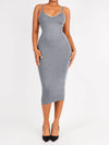 Spaghetti Strap V-Neck Dress / Gray / XS/S