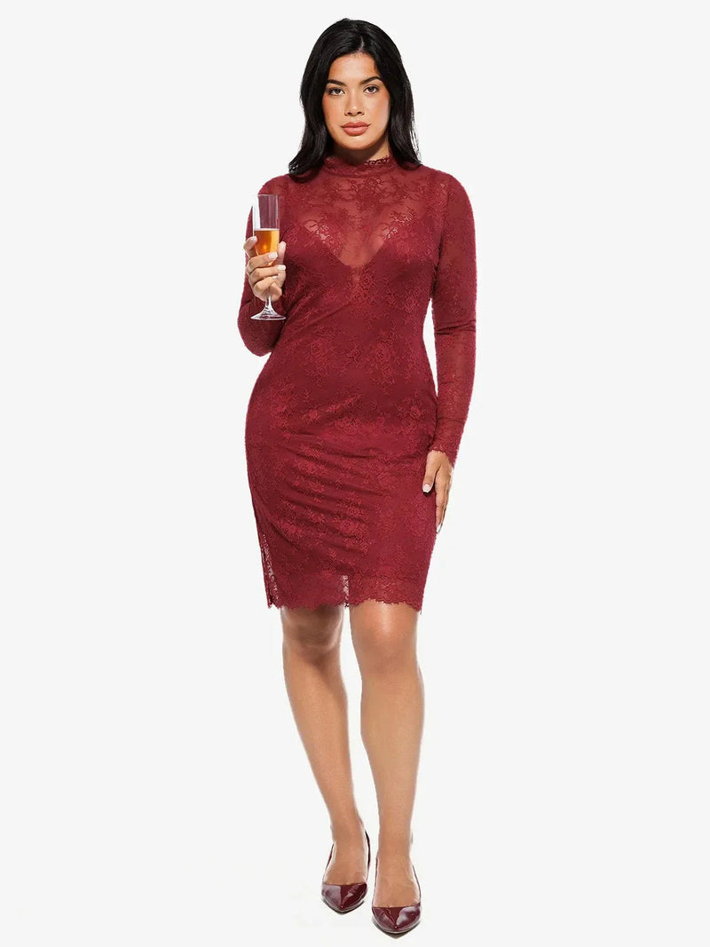 Shapewear 2-in-1 Lace Overlay Sculpting Dress