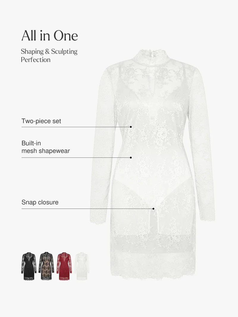 Shapewear 2-in-1 Lace Overlay Sculpting Dress