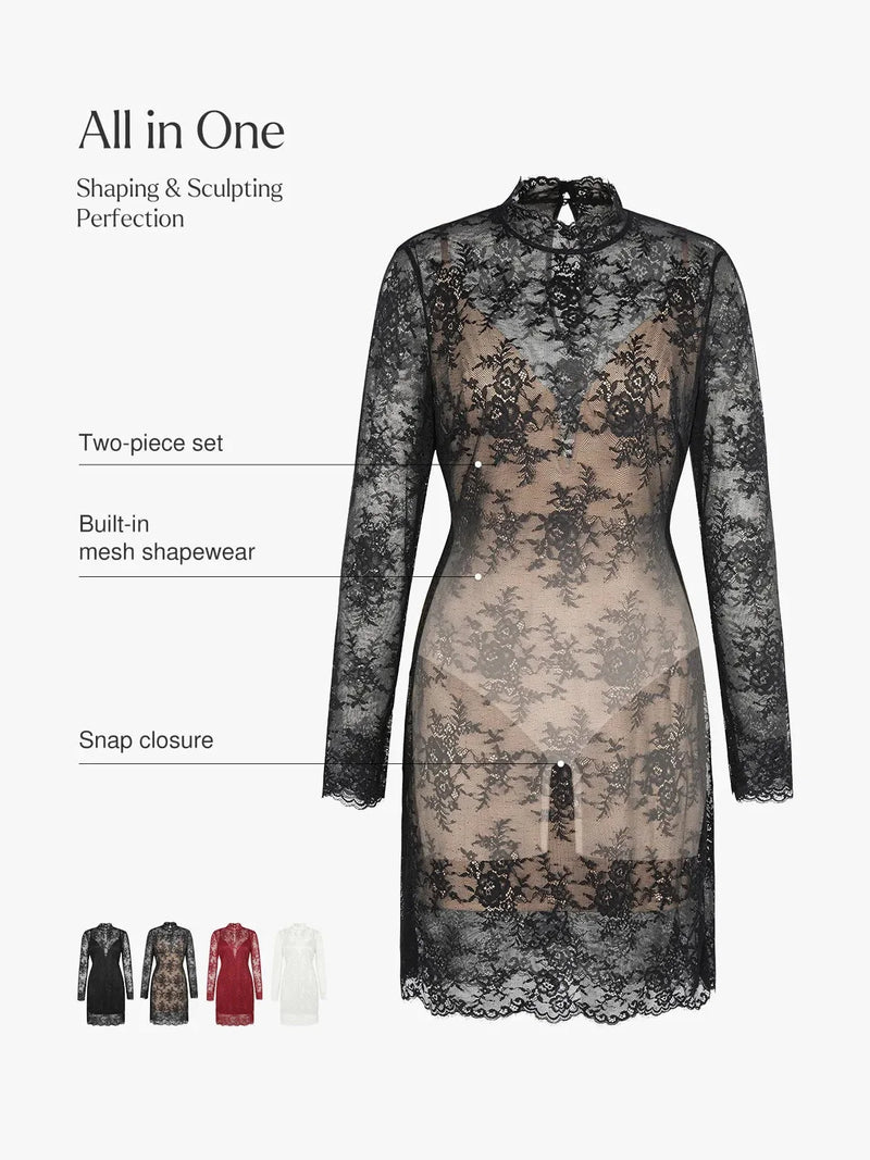 Shapewear 2-in-1 Lace Overlay Sculpting Dress