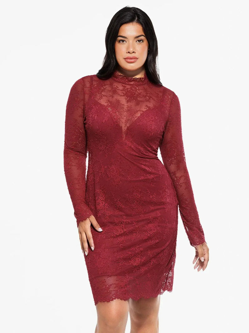 Shapewear 2-in-1 Lace Overlay Sculpting Dress