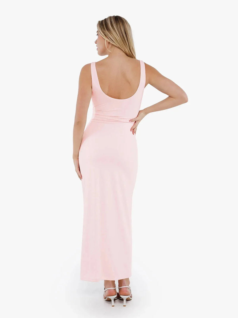 Shapewear Boatneck Draped Sculpting Maxi Dress