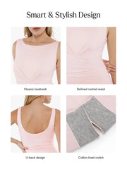 Shapewear Boatneck Draped Sculpting Maxi Dress