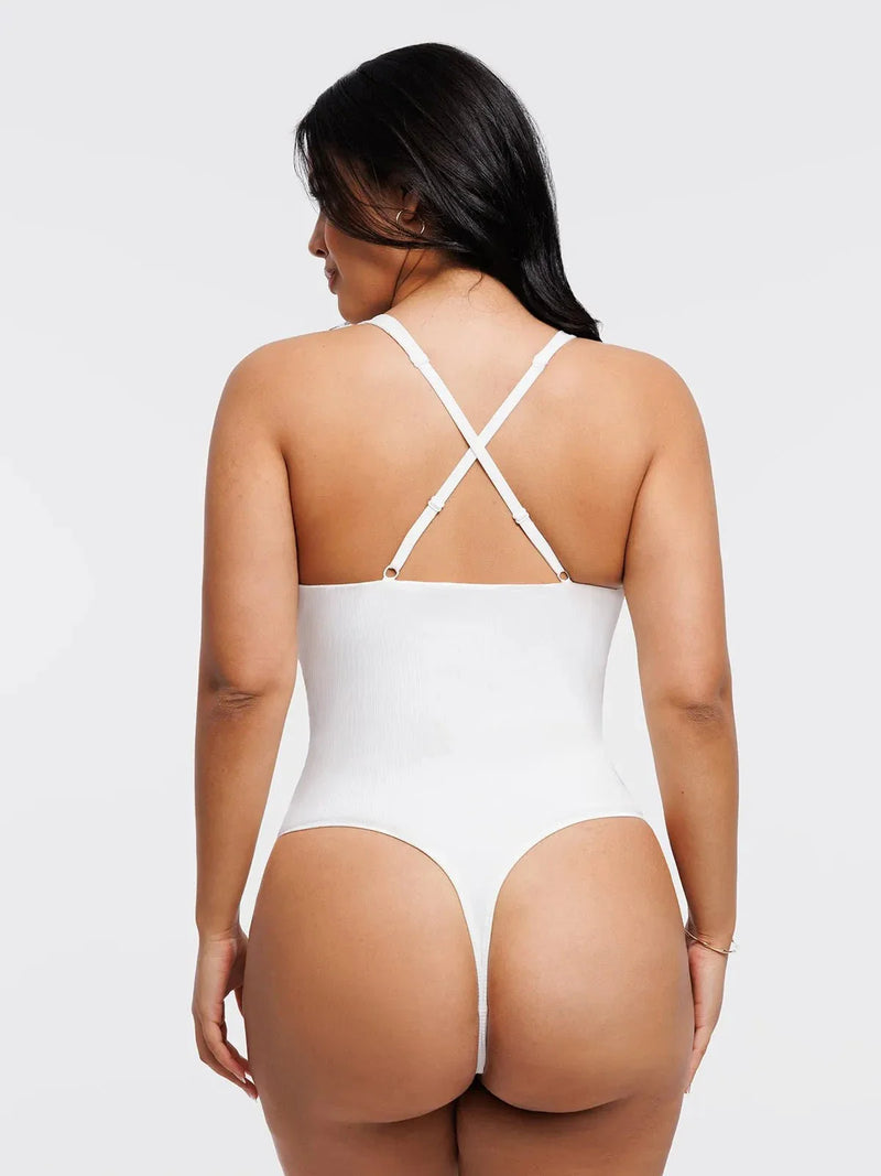 Shapewear Cross-Front Draped Halter Tummy Control Bodysuit