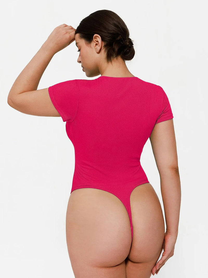 Shapewear Deep V-Neck Button Front Sculpting Bodysuit