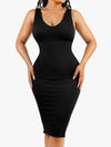 Deep V-Neck Dress / Black / XS/S