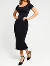Back Slit Midi Dress / Black / XS/S