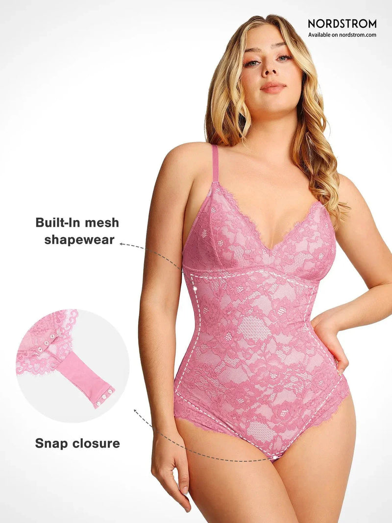 Shapewear Firm Control Smoothing Full Lace Thong Bodysuit