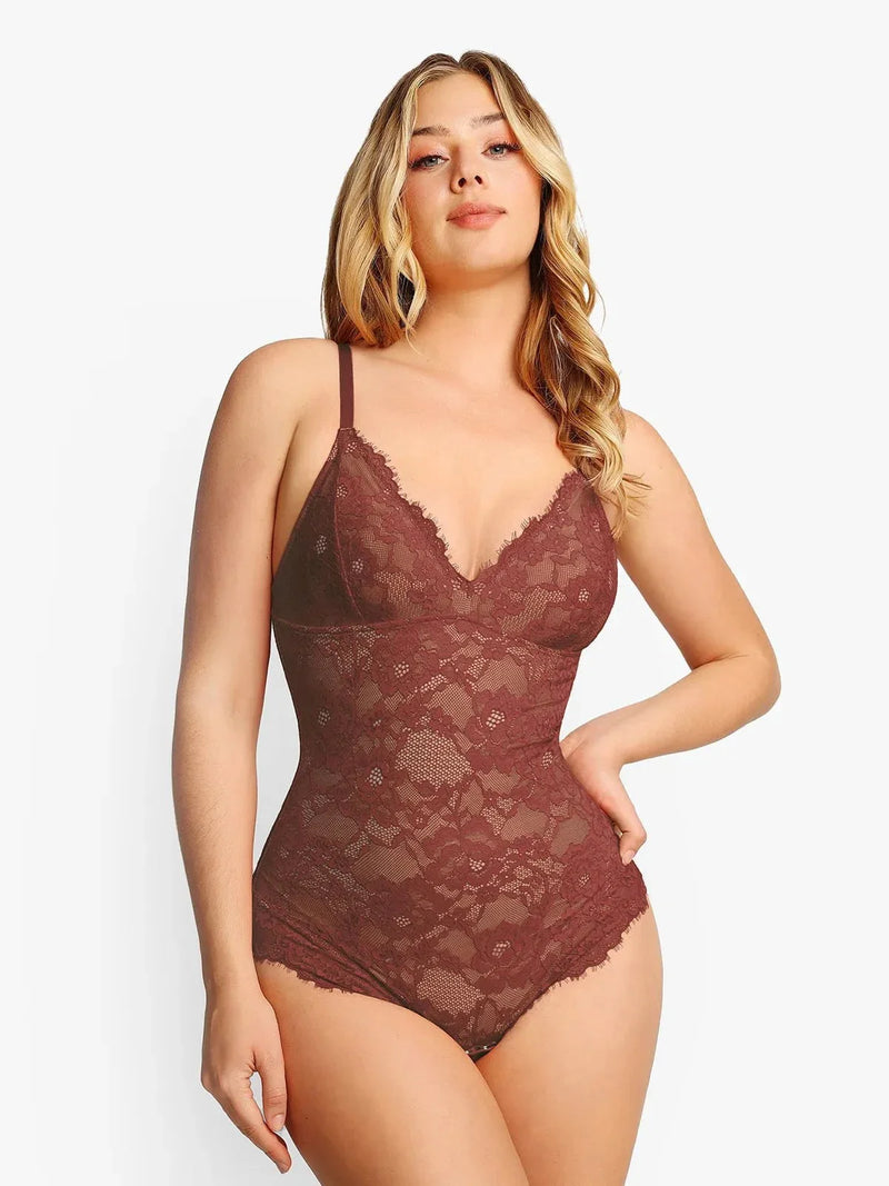 Shapewear Firm Control Smoothing Full Lace Thong Bodysuit
