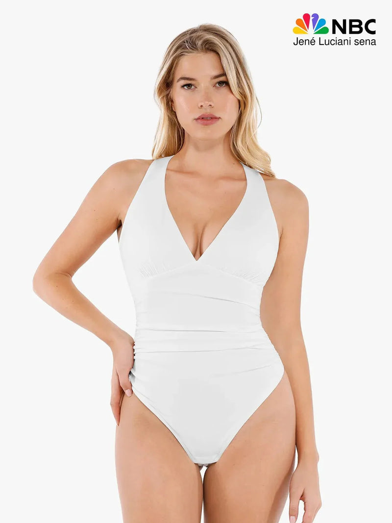 Shapewear Halter Cowl Neck Ruched Tummy Control Bodysuit