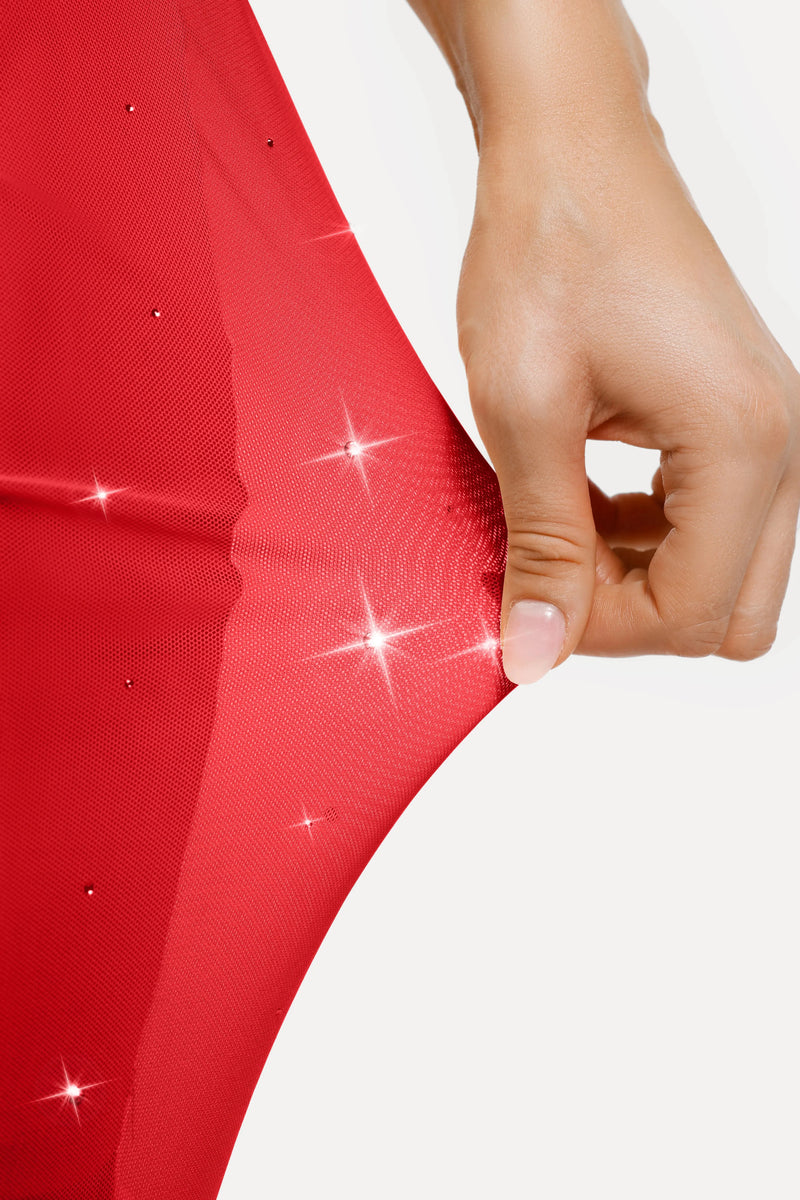 Shapewear Heat-Set Crystal Mesh Slimming Maxi Slip Dress