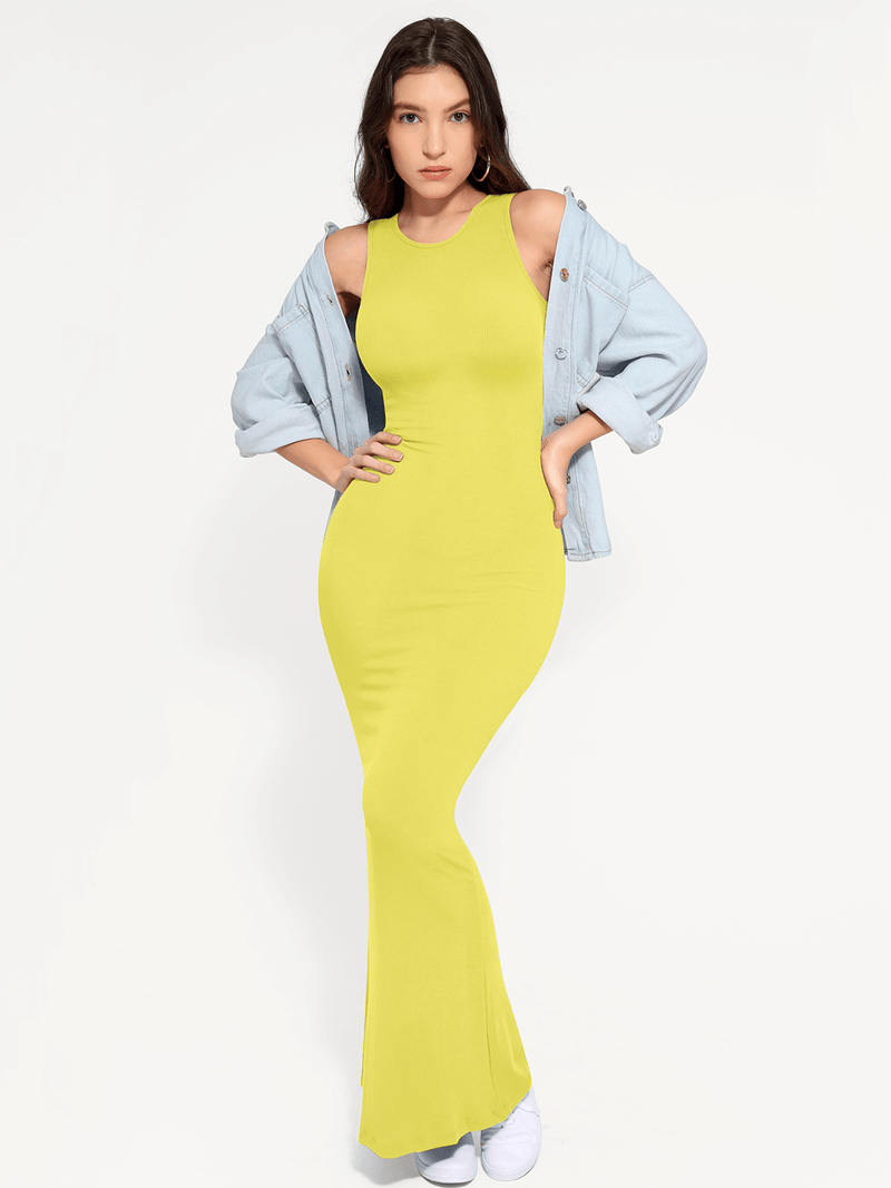 Shapewear Modal Sleeveless Crew Neck Slimming Maxi Dress