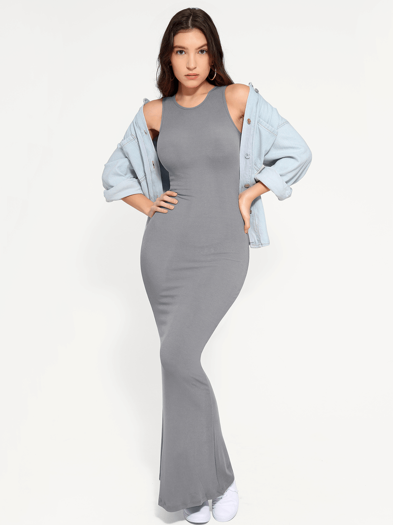 Shapewear Modal Sleeveless Crew Neck Slimming Maxi Dress