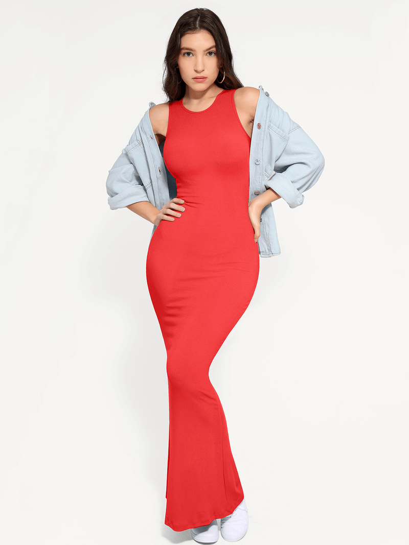 Shapewear Modal Sleeveless Crew Neck Slimming Maxi Dress
