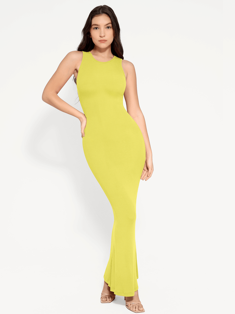 Shapewear Modal Sleeveless Crew Neck Slimming Maxi Dress