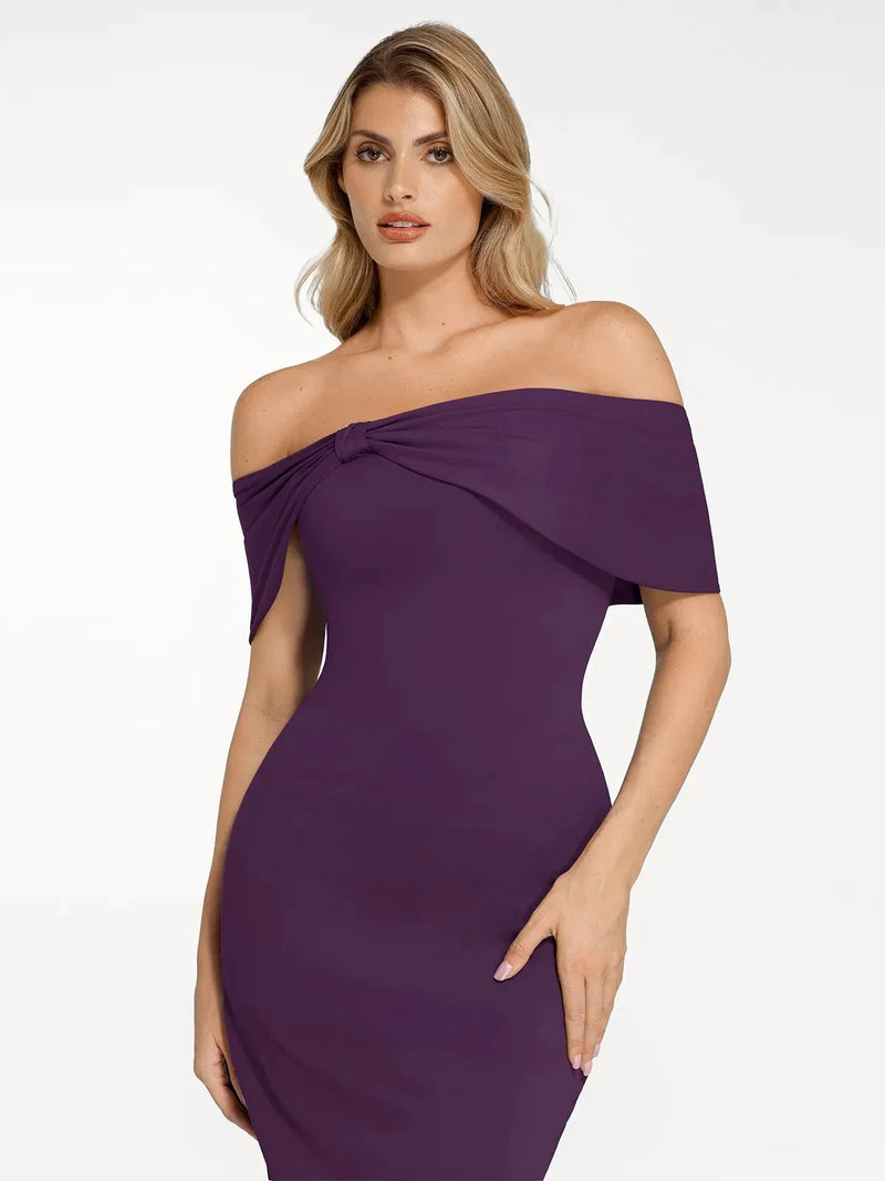 Shapewear Off-the-Shoulder Slim Column Maxi Dress
