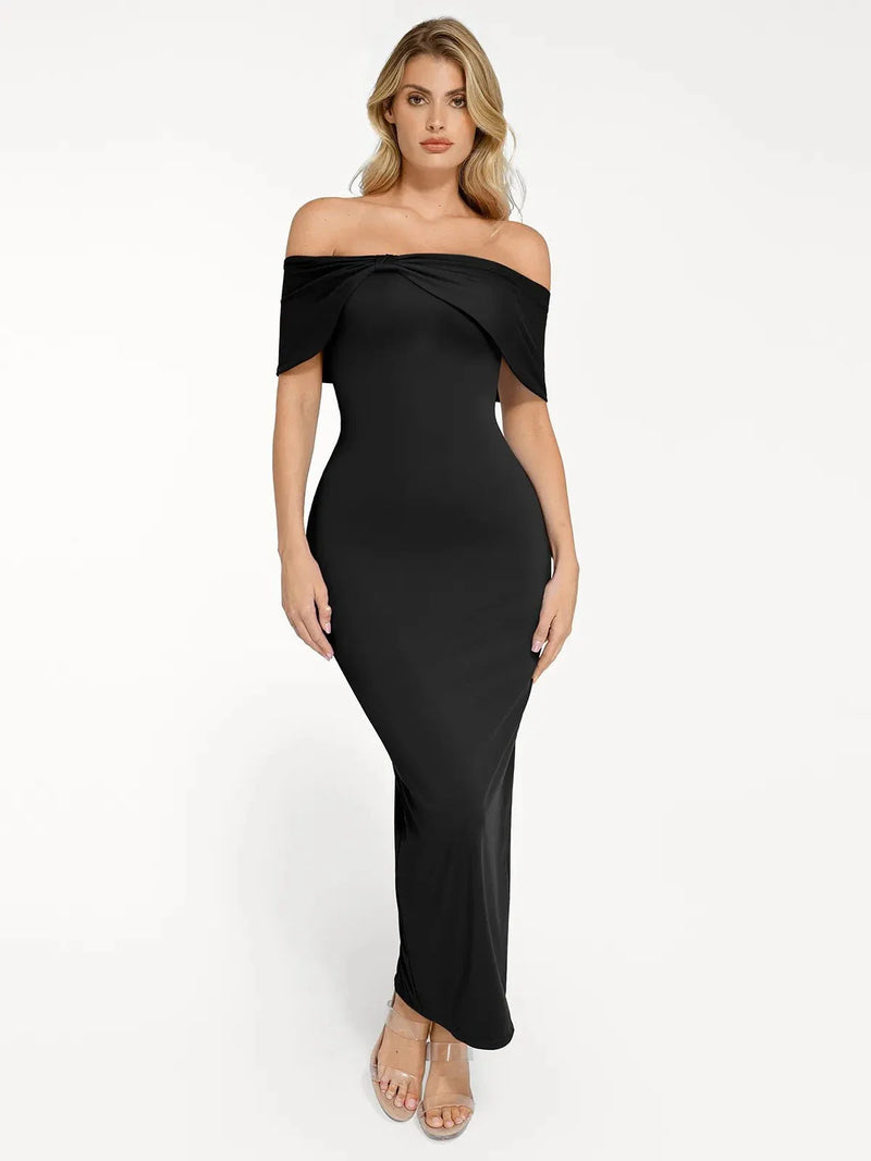 Shapewear Off-the-Shoulder Slim Column Maxi Dress