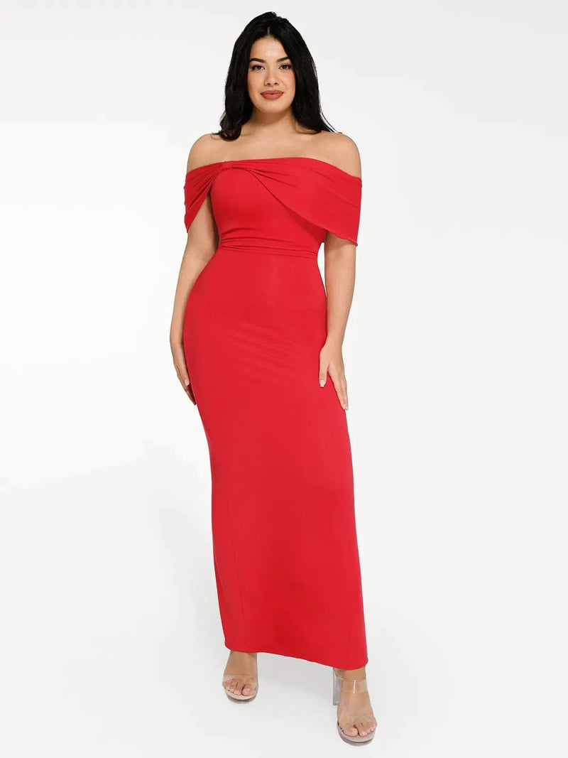 Shapewear Off-the-Shoulder Slim Column Maxi Dress