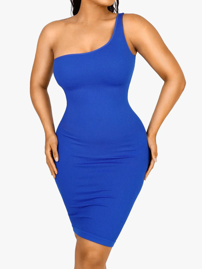 Shapewear One Shoulder Bodycon Mini Dress