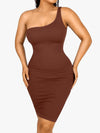 One Shoulde Dress / Brown / XS/S