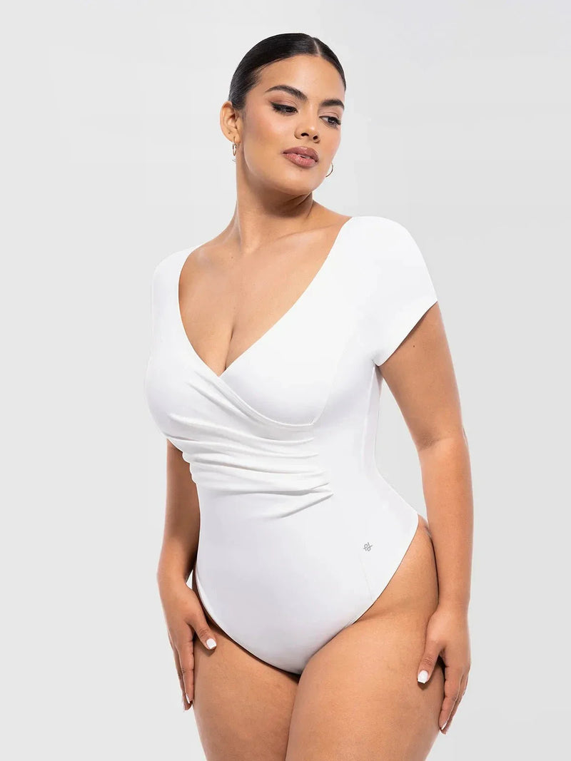 Shapewear Portrait Neckline Draped Sculpting Bodysuit