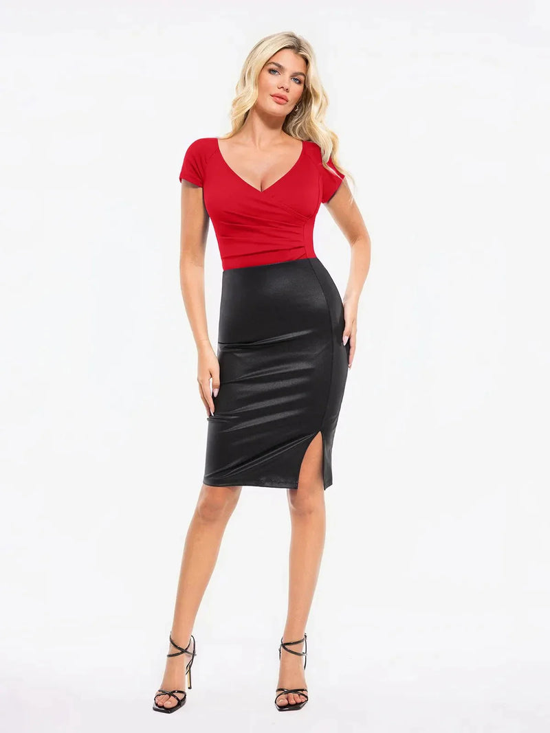 Shapewear Portrait Neckline Draped Sculpting Bodysuit