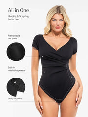 Shapewear Portrait Neckline Draped Sculpting Bodysuit