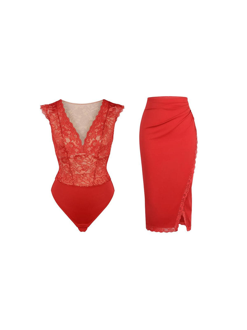 Shapewear Sculpting Lace Bodysuit or Midi Skirt or Shrug