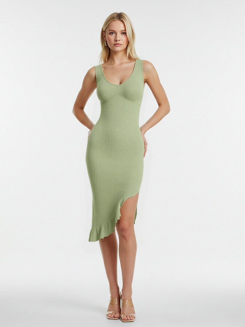 Shapewear Seamless Sleeveless Irregular Ruffled Hem Dress