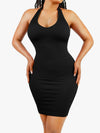Halter Deep U Dress / Black / XS/S