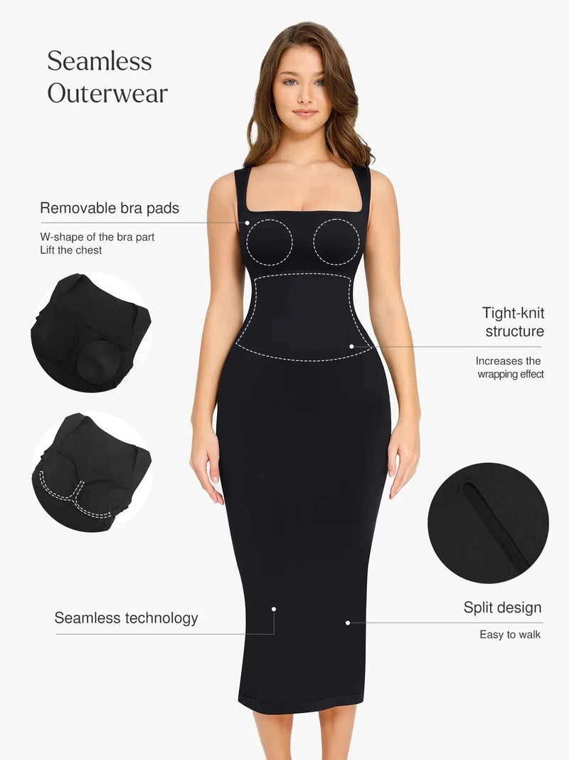 Shapewear Sleeveless Square Neck Slimming Seamless Dress
