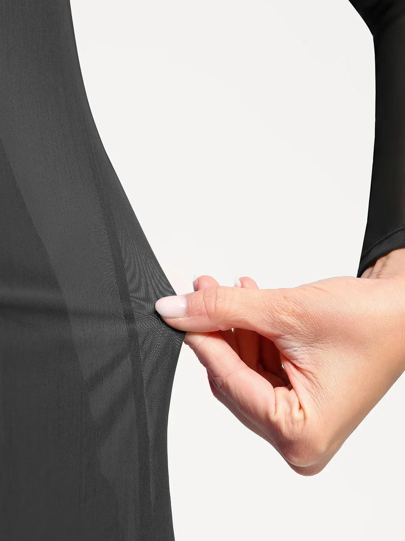 Shapewear Slimming Midi Dress and Sheer Mesh Overlay Set