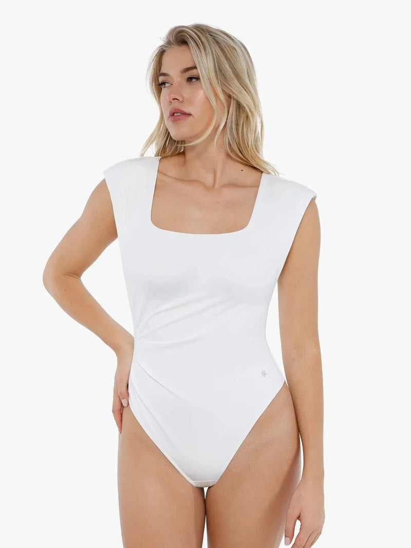 Shapewear Square Neck Padded Shoulder Slimming Bodysuit