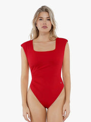 Shapewear Square Neck Padded Shoulder Slimming Bodysuit