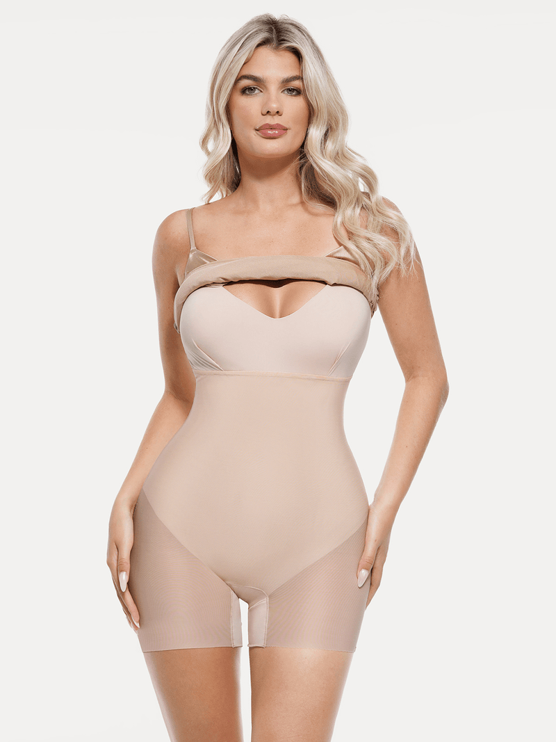 Shapewear Strappy Cowl Neck Tummy Control Flare Dress