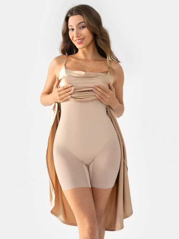 Shapewear Strappy Cowl Neck Tummy Control Flare Dress