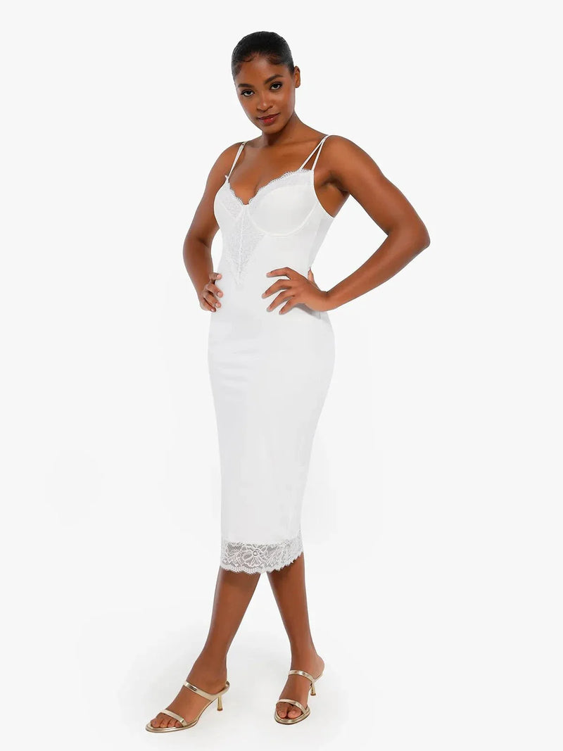 Shapewear Tummy Control Lace Inset Midi Dress