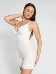 Shapewear Lace Deep V-Neck Sculpting Mid-Thigh Bodysuit